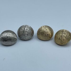 Vintage MCM two pair half dome clip earrings silver & gold tone.